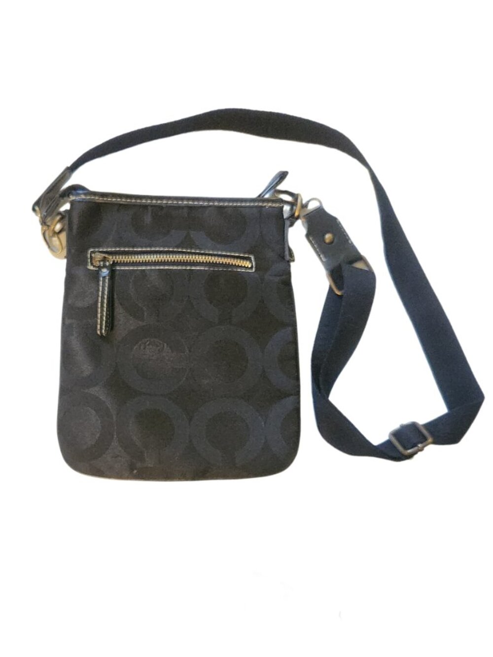 Coach Black Signature Jacquard Crossbody Messenger Bag 9.5x8 - Picture 2 of 3